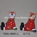 Handpainting orange animal design ceramic fox figurine